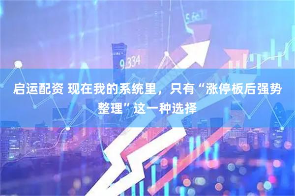 启运配资 现在我的系统里，只有“涨停板后强势整理”这一种选择